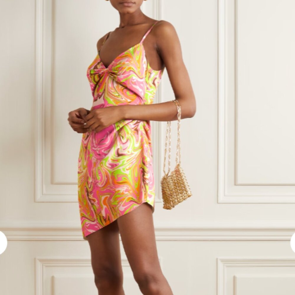 NWT Maisie Wilen Party Girl asymmetric colorful printed crepe mini dress XS FWRD